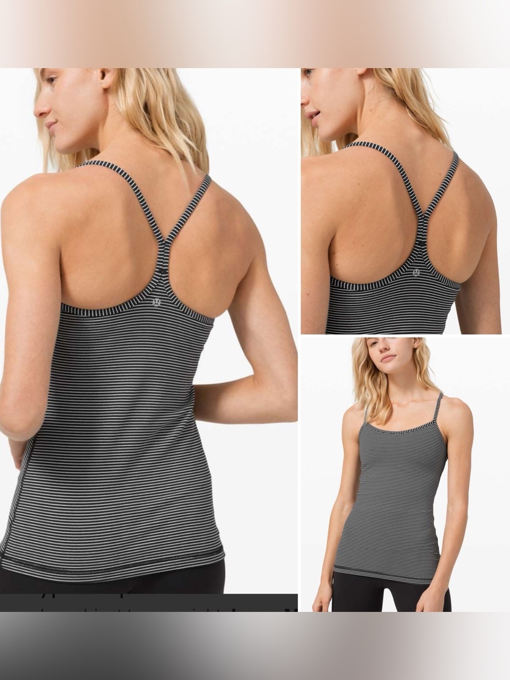 Lululemon 2020 Power Y Tank *Luon Hype Stripe Black White EUC 8